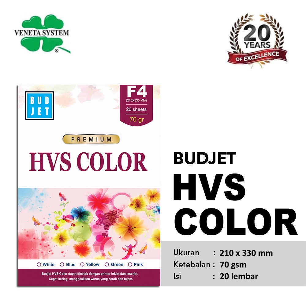 Budjet Kertas HVS Warna F4 / HVS Color Colour isi 20 Lembar