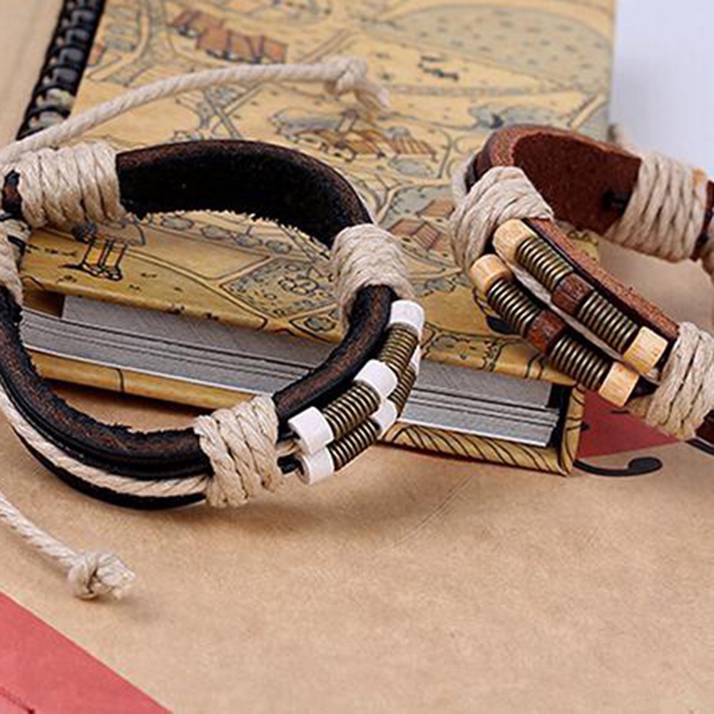 Hu Hu Hu Hu Hu Alat Bantu Pasang Kacamata♡ Gelang Tali Kulit Imitasi Kepang Handmade Gaya Punk Untuk Unisex