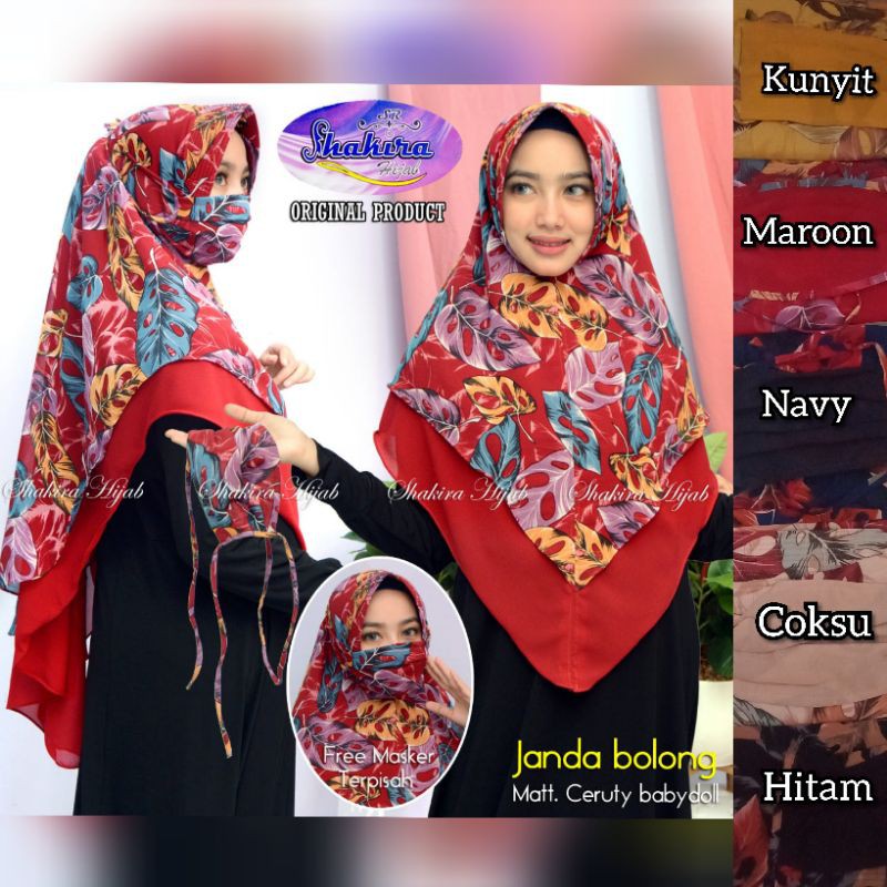 khimar ceruty //motif janda bolong//hijab masker//2 layer//