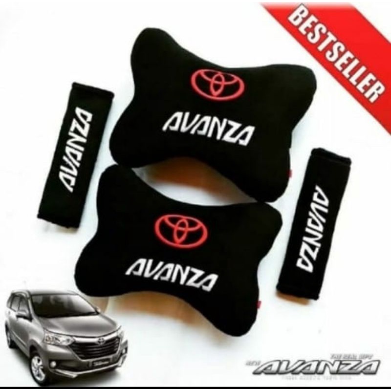 BANTAL MOBIL SATU SET MERK AVANZA BANTAL MOBIL MURAH + 2 PCS SARUNG SEATBELT BANTAL FULL ISI DAKRON 