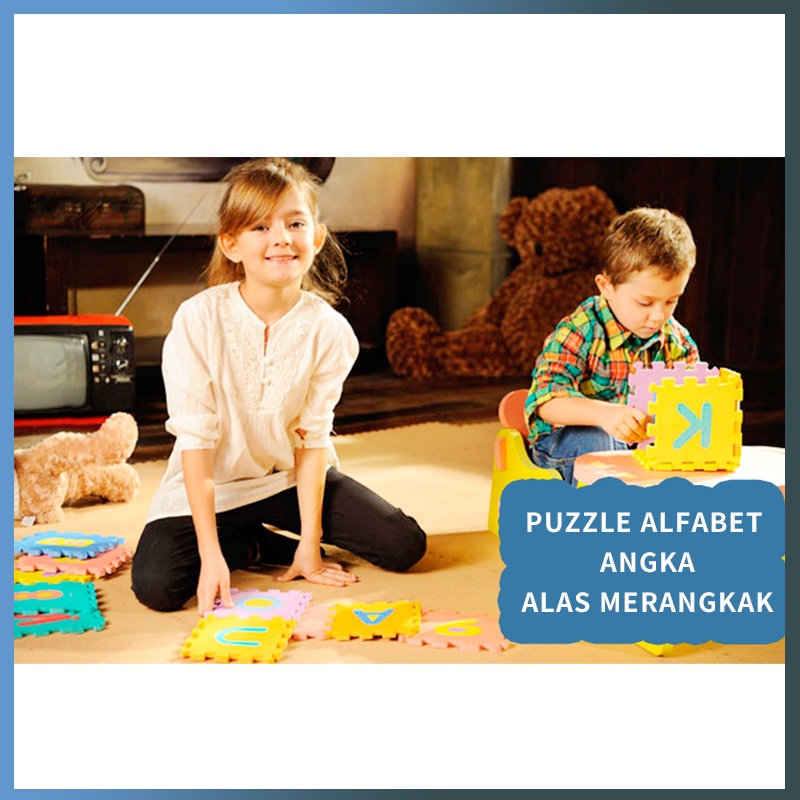 EVA Matras Puzzle Alas Lantai Motif Huruf dan Angka Karpet Puzzle Puzzle Anak Uk 30×30 Playmat Playmate Bayi Tikar Edukasi Belajar Anak Premium Tebal 10mm