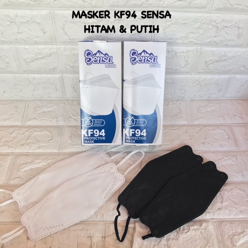 MASKER KF94 SENSA HITAM &amp; PUTIH 1PACK ISI 20PCS