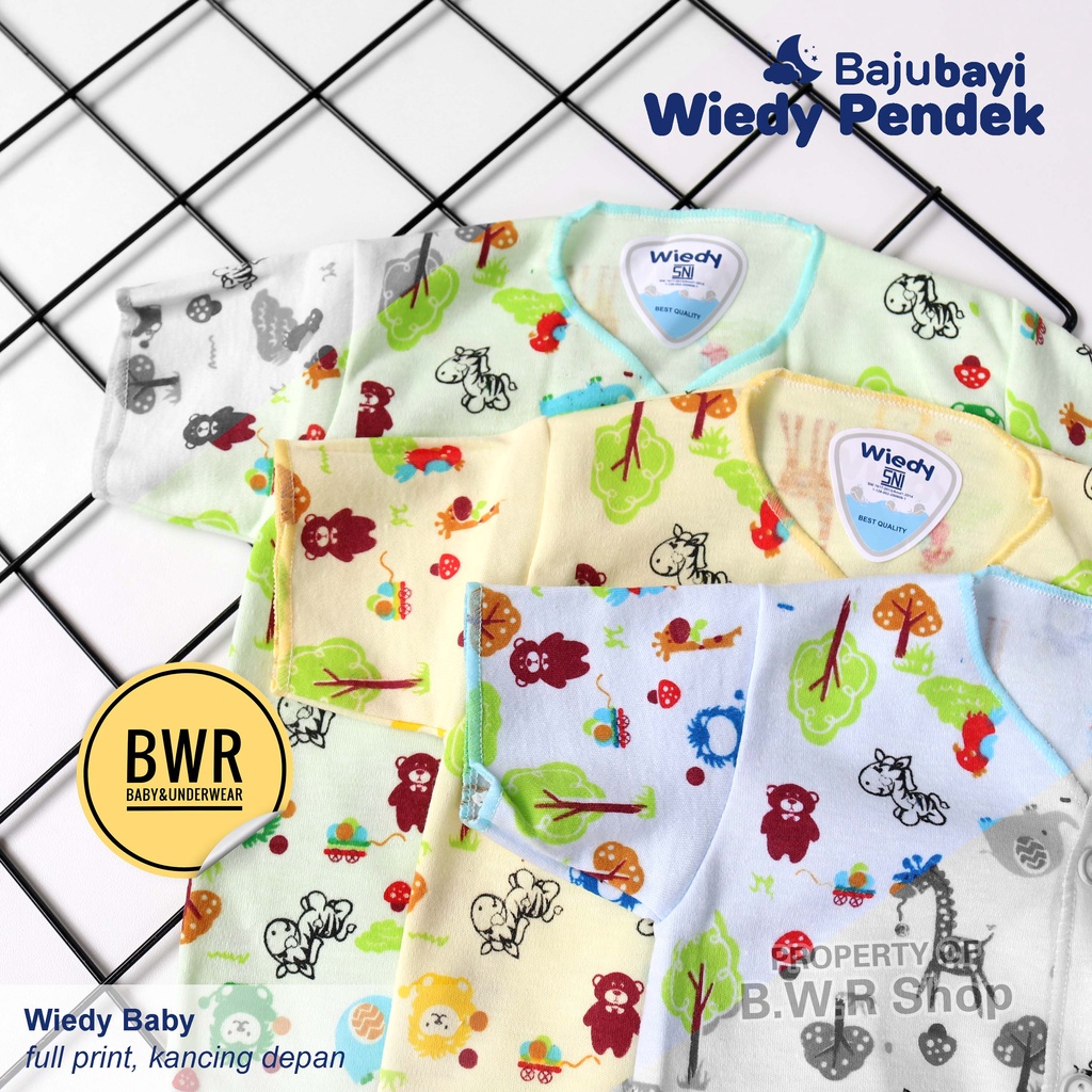 [ 3pc ] Baju Wiedy PENDEK WARNA Motif Jungle / Baju Bayi Newborn 0-6 Bulan Kancing | Bwr