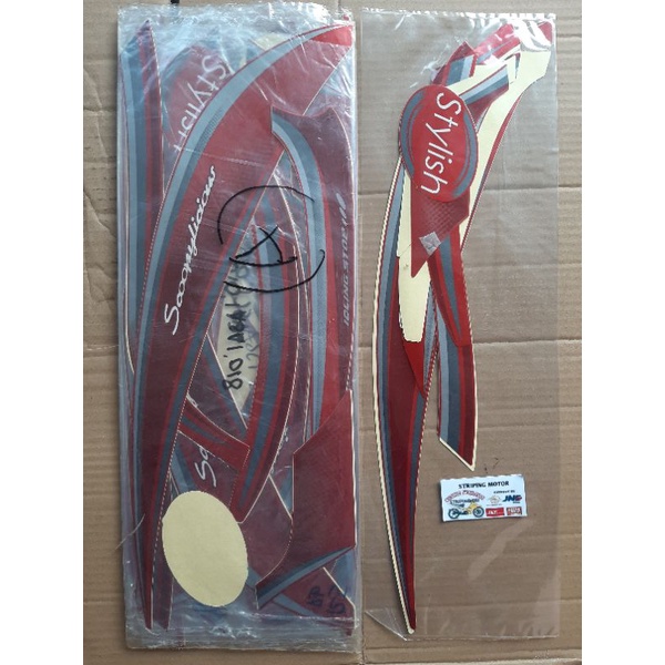 STIKER STRIPING LES BODY MOTOR HONDA SCOOPY 2018 STYLISH MERAH BAHAN ORIGINAL