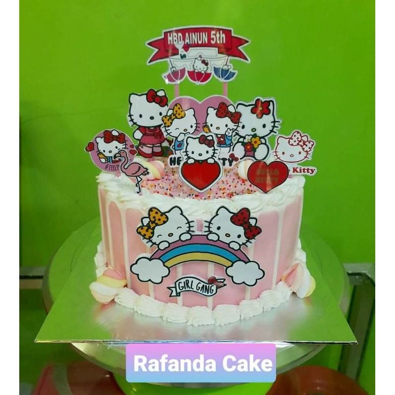 Jual topper kue ulang tahun toper hello kitty custom nama + ukuran