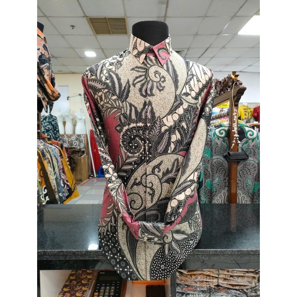 Batik Couple pria wanita lengan panjang katun Pekalongan reguler dres batik