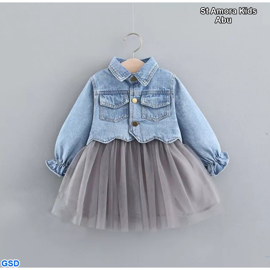 St Amora Kids 3in1/Setelan Jaket Anak Perempuan / Jaket Jeans Anak Kecil /Baju Anak Rok Tutu Premium