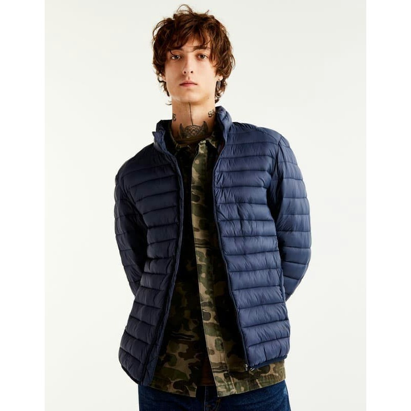 NEW JN JAKET WINTER PULL & BEAR PUFFER QUILTED PADDED NAVY JACKET ORIGINAL
