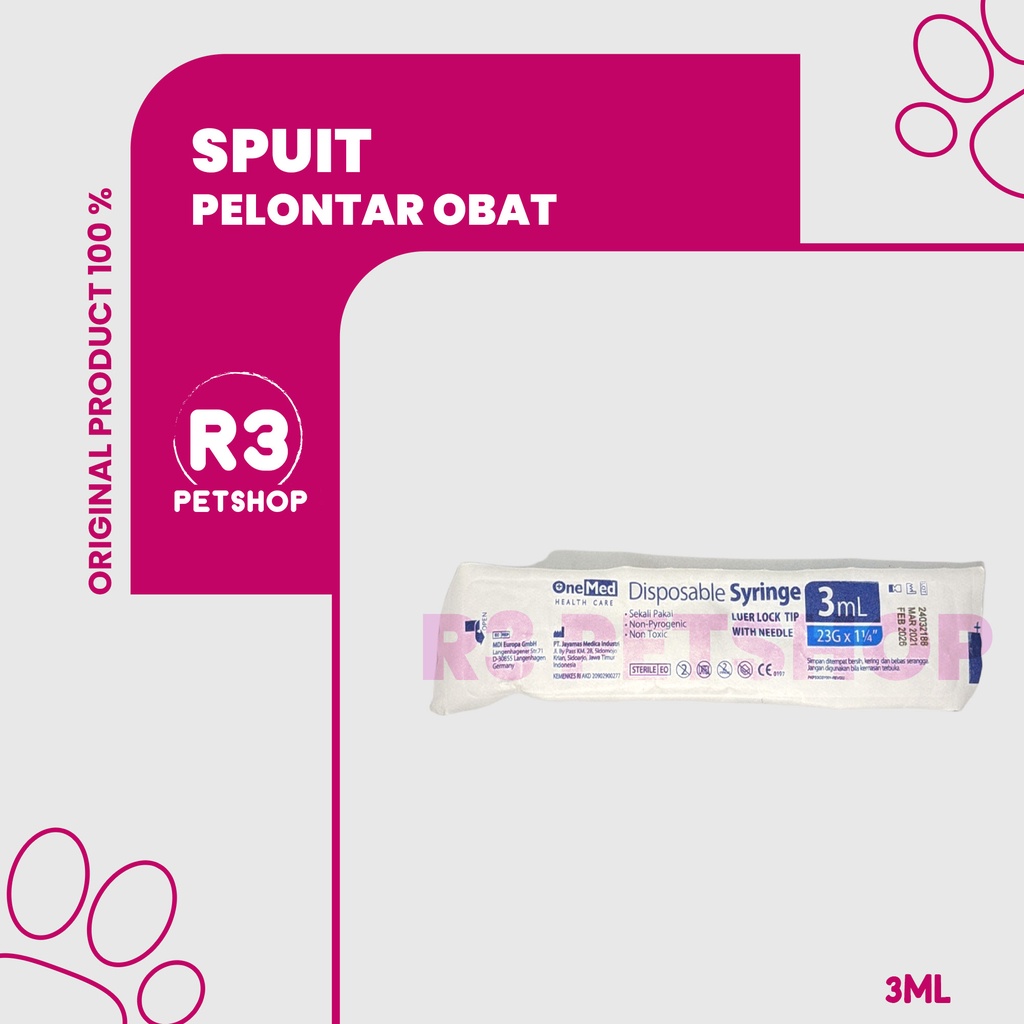 Pelontar obat untuk Kucing dan Anjing Spuit One Med 1ml/3ml/5ml