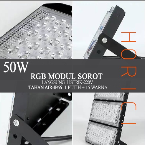 50W RGB LAMPU SOROT LAMPU HIAS / TEMBAK LED SLIM 50 WATT / LED FLOODLIGHT50 WATT AC 220V kap sorot