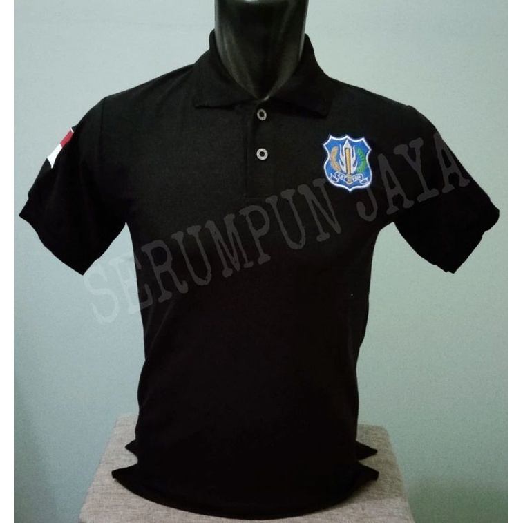 KAOS SATPAM - KAOS KERAH SATPAM LOGO BIRU FULL BORDIR