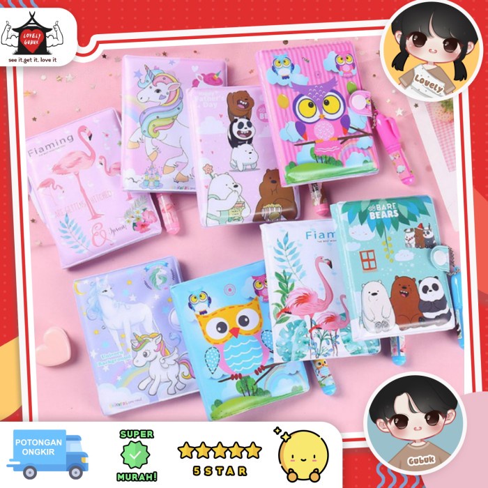 

[RESTOCK] Buku notebook dengan pen lucu kartun, Mini diary to do list,buku kecil - LOL