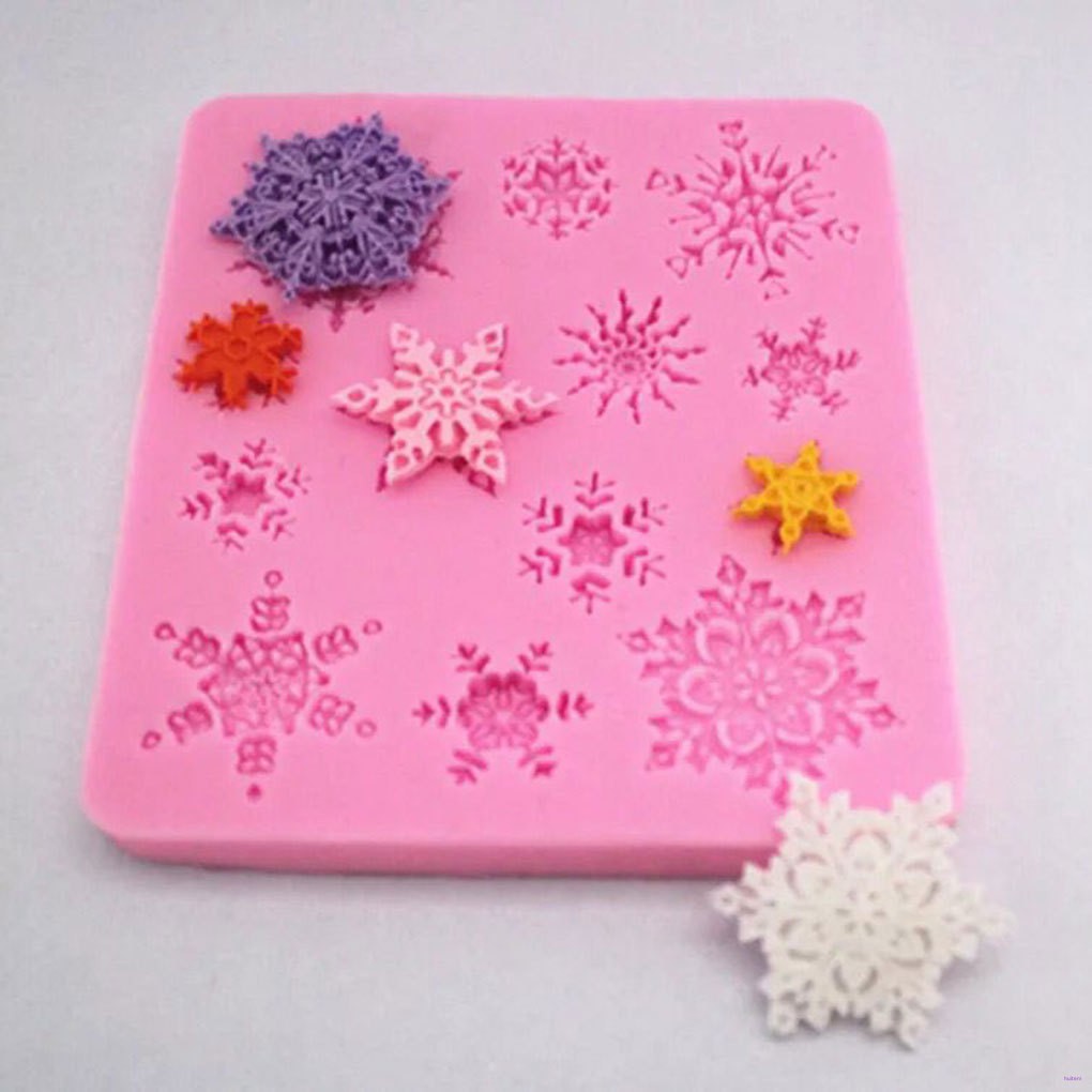 Cetakan Bahan Silikon Bentuk Snowflake 3d Untuk Kue/Cokelat/Fondant