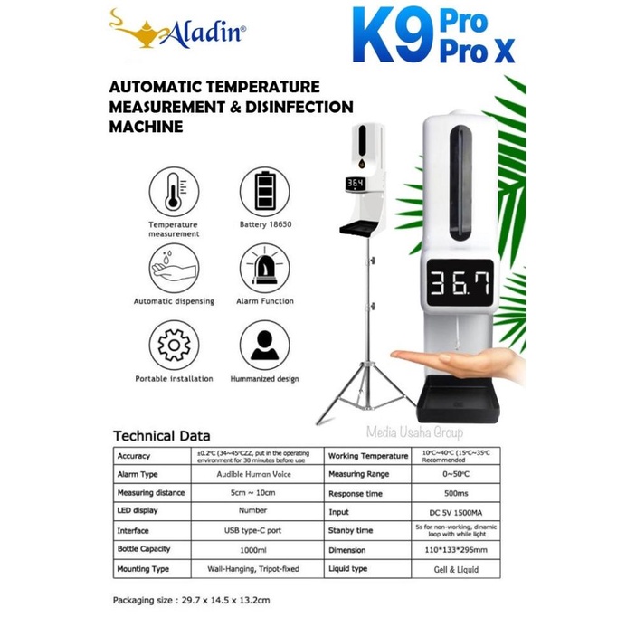 K9 Pro X Thermometer Infrared Otomatis Termometer Dispenser Sanitizer - K9 PRO X