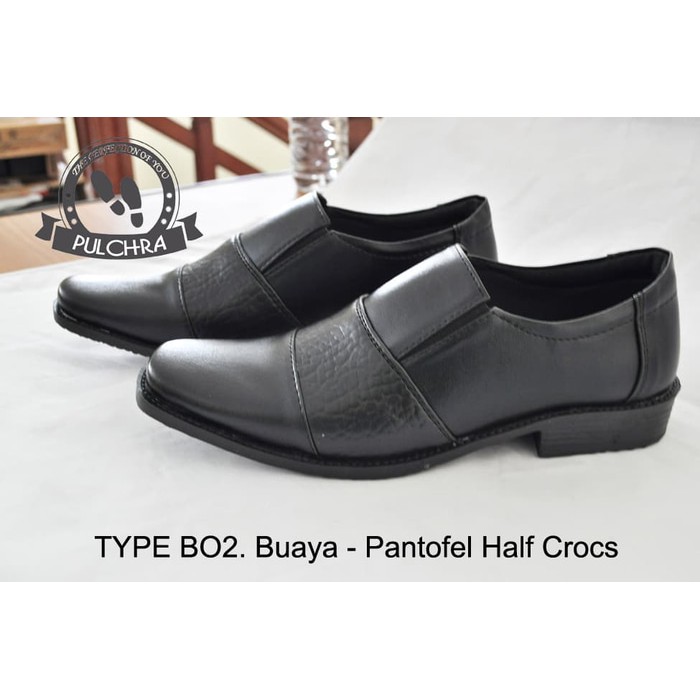 Sepatu Pantofel Pria Pulchra Type B02 Buaya - Pantofel Half Crocs Sepatu Pantopel Sepatu Laki Laki