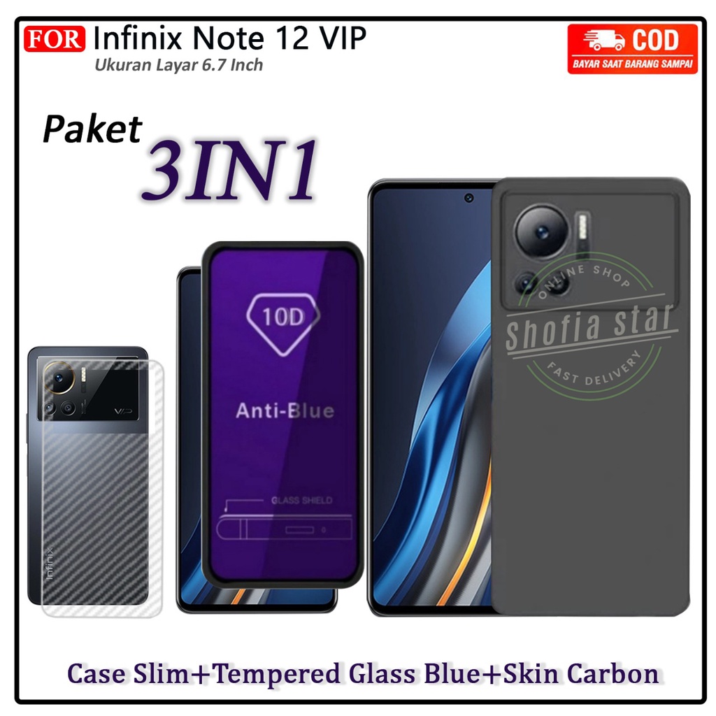 3IN1 CASE INFINIX NOTE 12 VIP SOFTCASE SLIM MATTE PREMIUM BLACK CAMERA PROTECT CASING