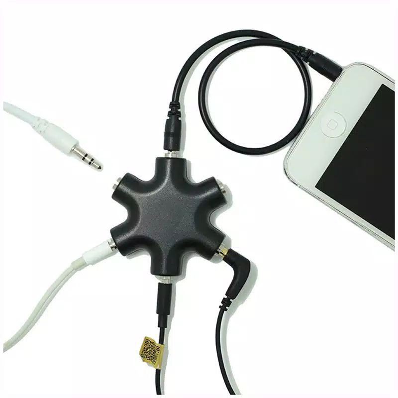 converter 6 Way Ports Male to 5 Female Audio Earphone 3.5mm Jack Splitter Adapter JLT108 ALLOY Grab