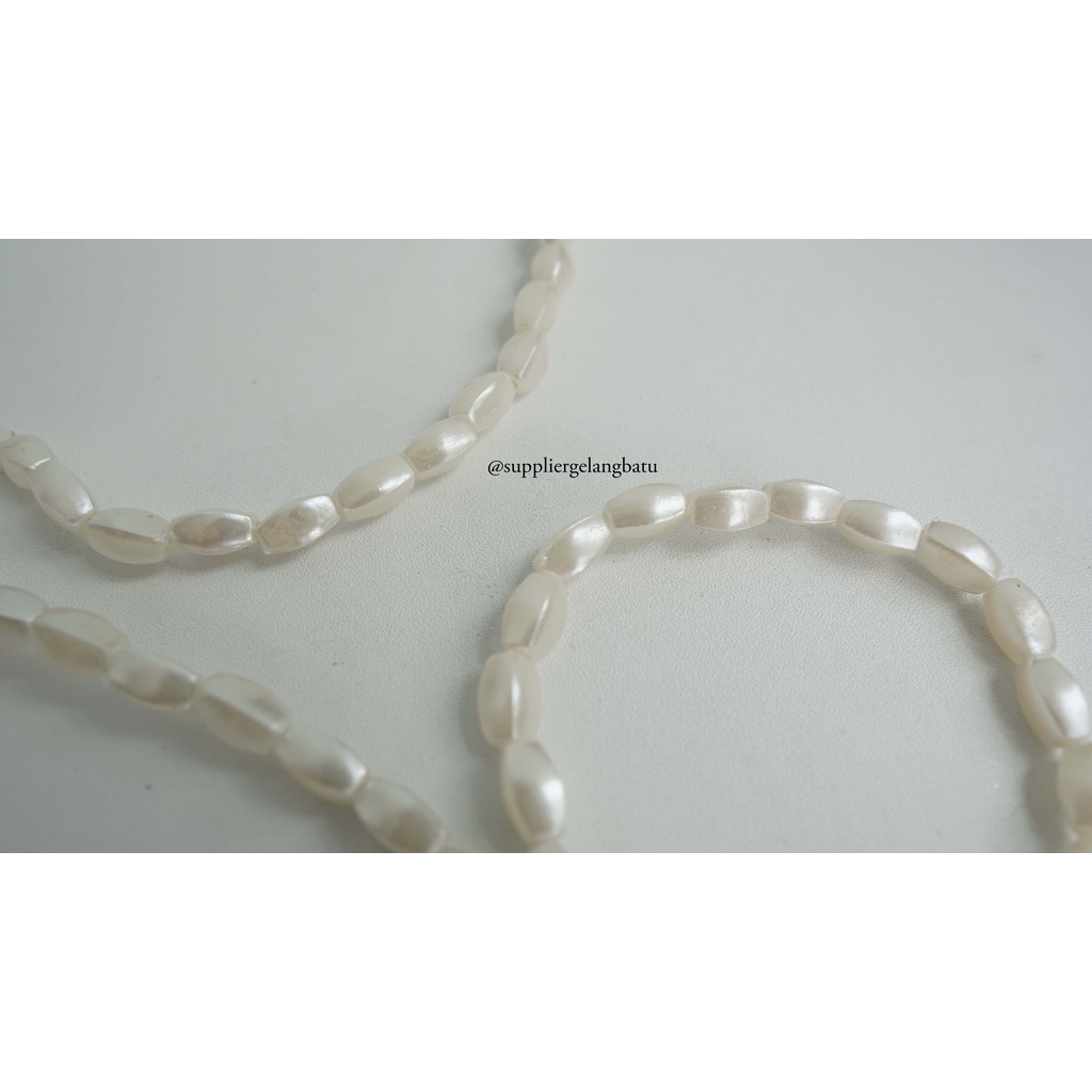 Set STRAP MASK dan GELANG Mutiara Sintetis OVAL SEGI 4 white pearl