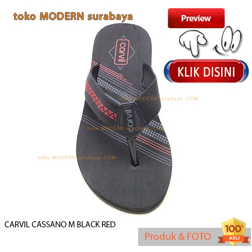 CARVIL CASSANO M BLACK RED sandal pria casual sandal jepit spons