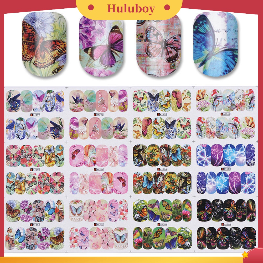 Huluboy Huluboy♡ 1 Lembar Stiker Kuku Transfer Air Motif Bunga / Dream Catcher Untuk Dekorasi Manicure DIY