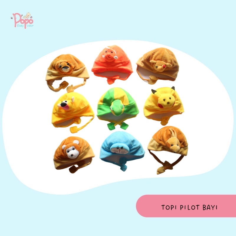 Topi Bayi Model Pilot Karakter Hewan (Topi bulu model pilot/baby hat)