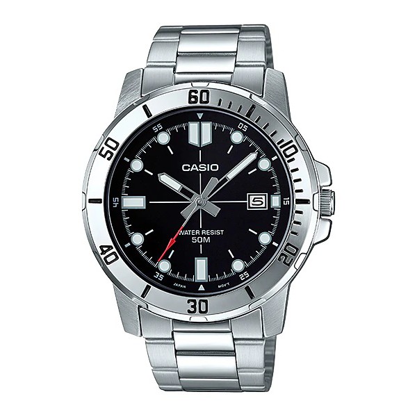 Casio Original MTP-VD01D-1B 2E / MTP-VD01D-1E 1E2 7B Jam Tangan Pria Analog Rantai Stainless Silver