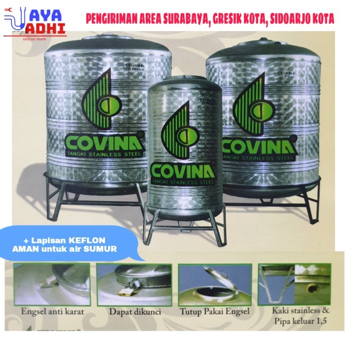 Tandon Tangki Air Stainless Covina BKK 1750 bisa untuk air sumur