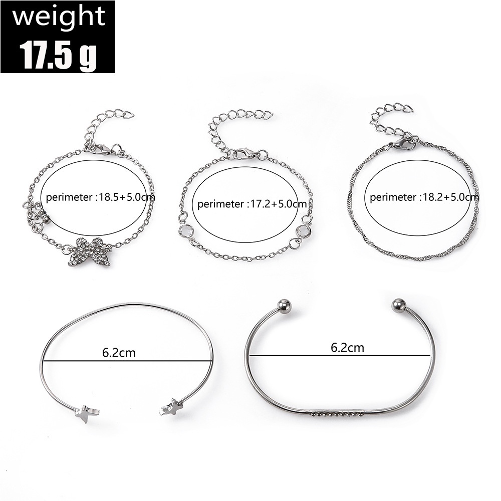 【COD Tangding】Gelang Model Terbuka Desain Kupu-Kupu Hias Berlian Warna Silver / Gold / Hitam Gaya Retro / Punk Untuk Wanita