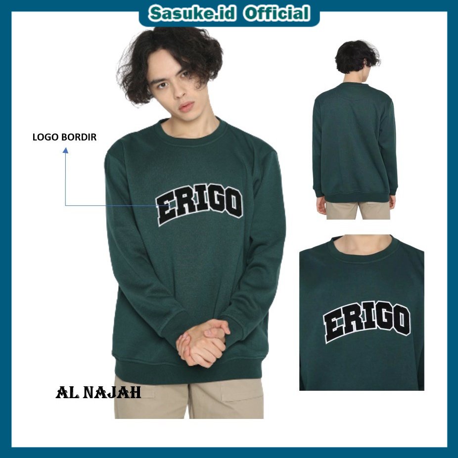 sasuke.id - CREWNECK ASLI BORDIR / Sweatshirt Zuka Olive / HOODIE SWEATER PRIA WANITA UNISEX M L XL XXL