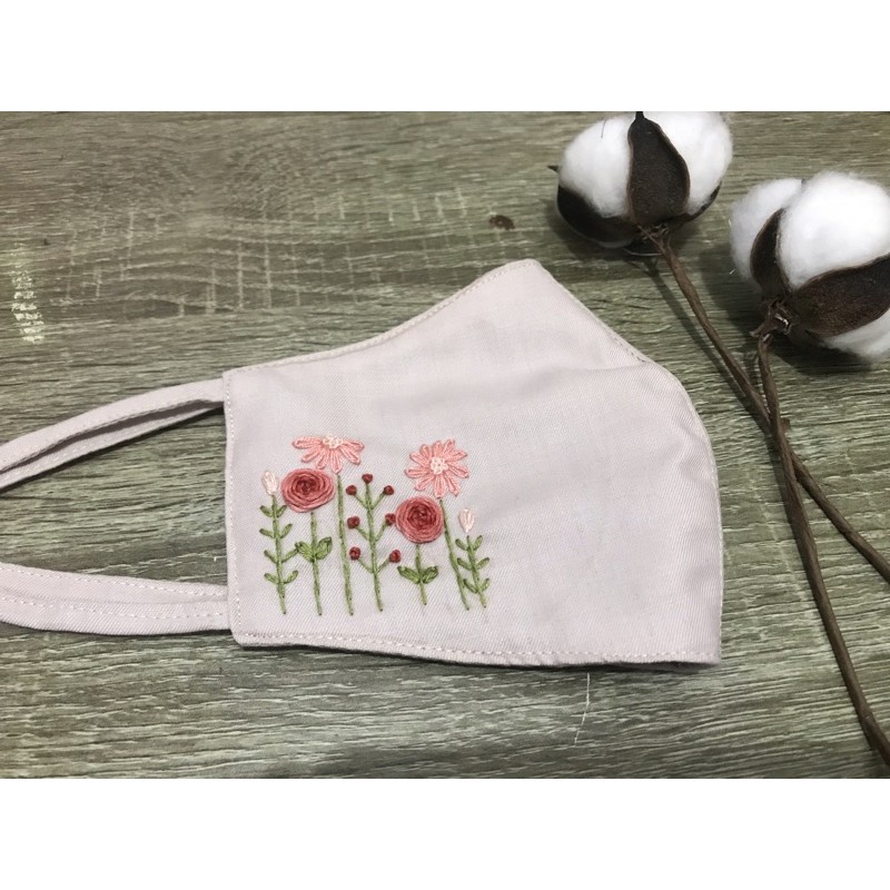 Masker Sulam Benang Warna Soft Grey