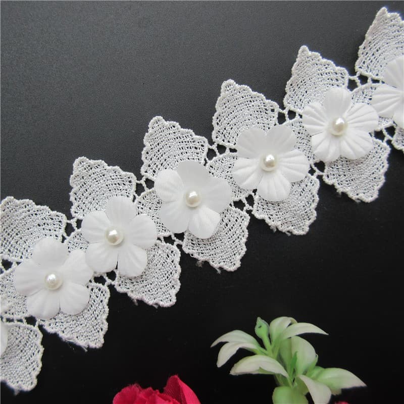 Lace Patch - White Flower Beading #19 (5pcs)