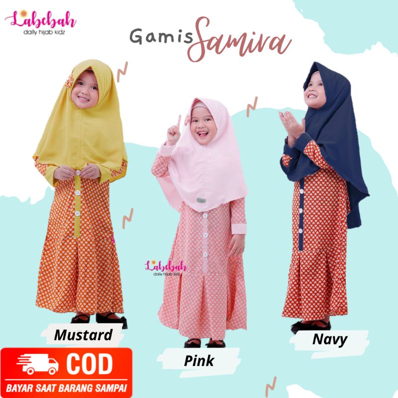 LABEBAH GAMIS SYARI ANAK PEREMPUAN USIA 2 - 9 TAHUN SAMIRA SERIES DRESS BAHAN THALITA MOTIF SET JILB