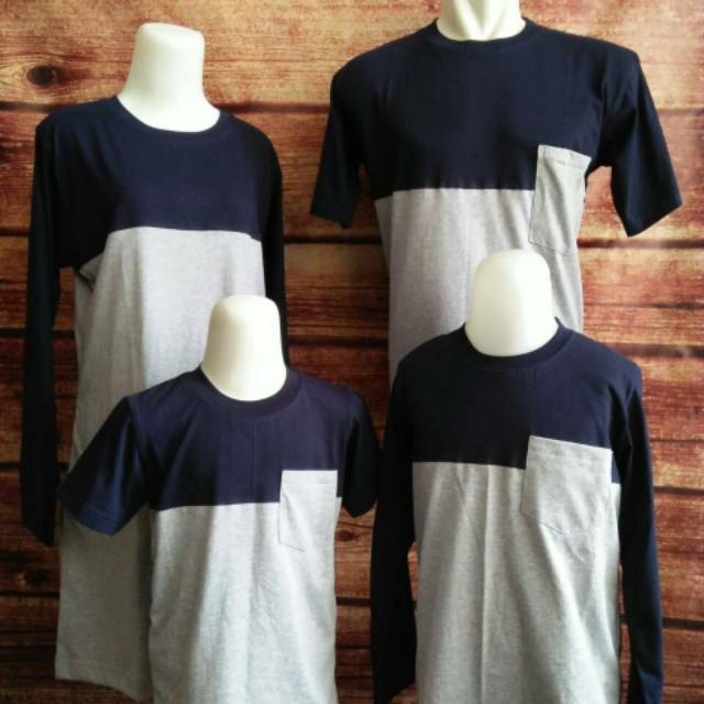 Kaos Korea Family Couple Keluarga Cotton Combed ada big size XXL dan XXXL Navy