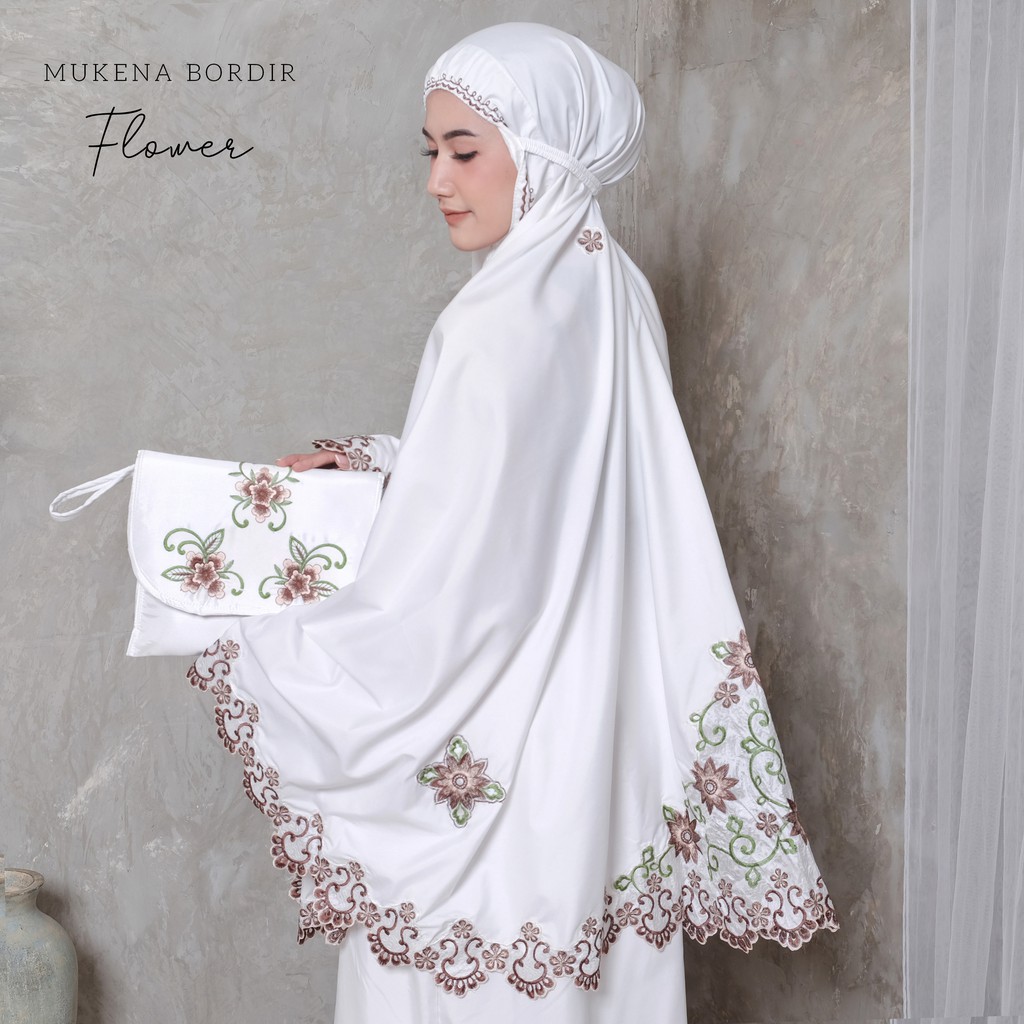 Mukena Dewasa Bordir Renda Punggung rose ||Mukena Dewasa Murah