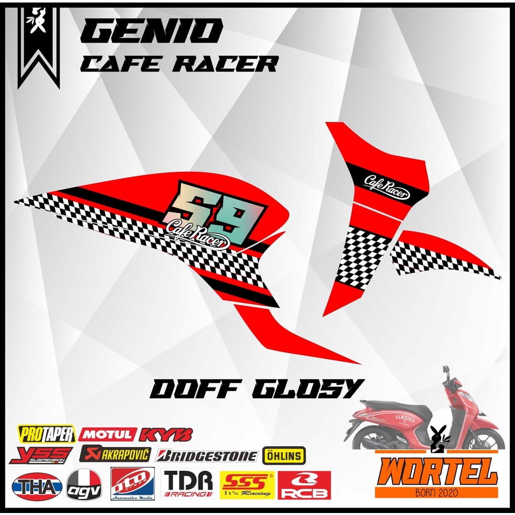 Sticker Striping Decal Motor Genio Cafe Racer