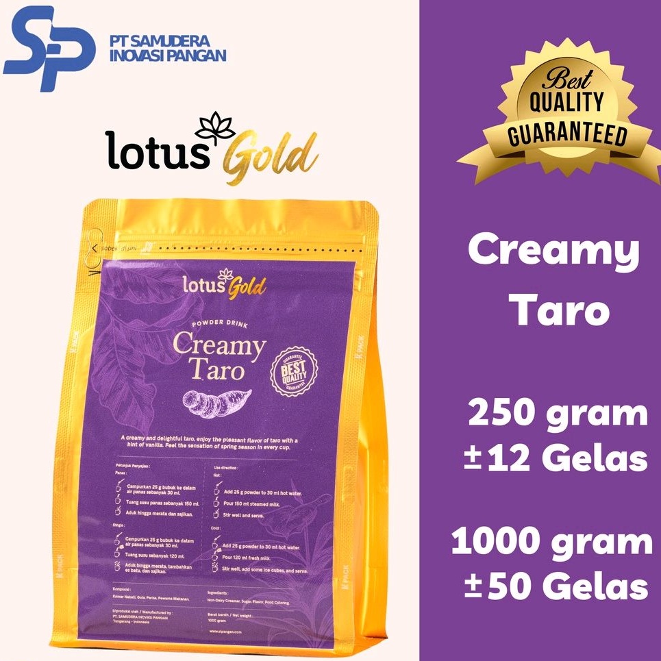 

Lotus Gold Premium Creamy Taro Powder - Bubuk Minuman Rasa Taro Premium