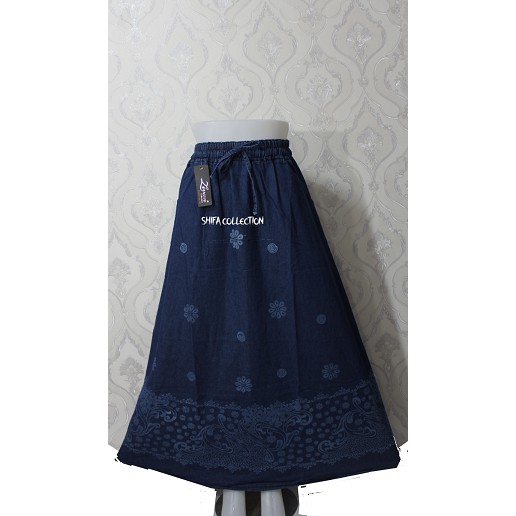 Rok Jeans Wanita Motif Sablon Model A (All Size - Dewasa)