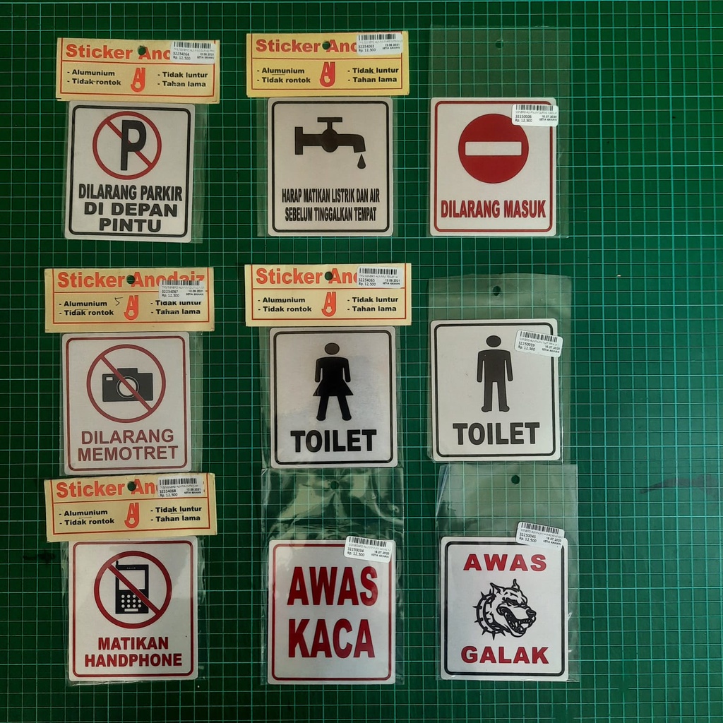 Sign Label Alumunium Kecil TARIK DORONG GESER PUSH PULL TOILET MUSHOLA