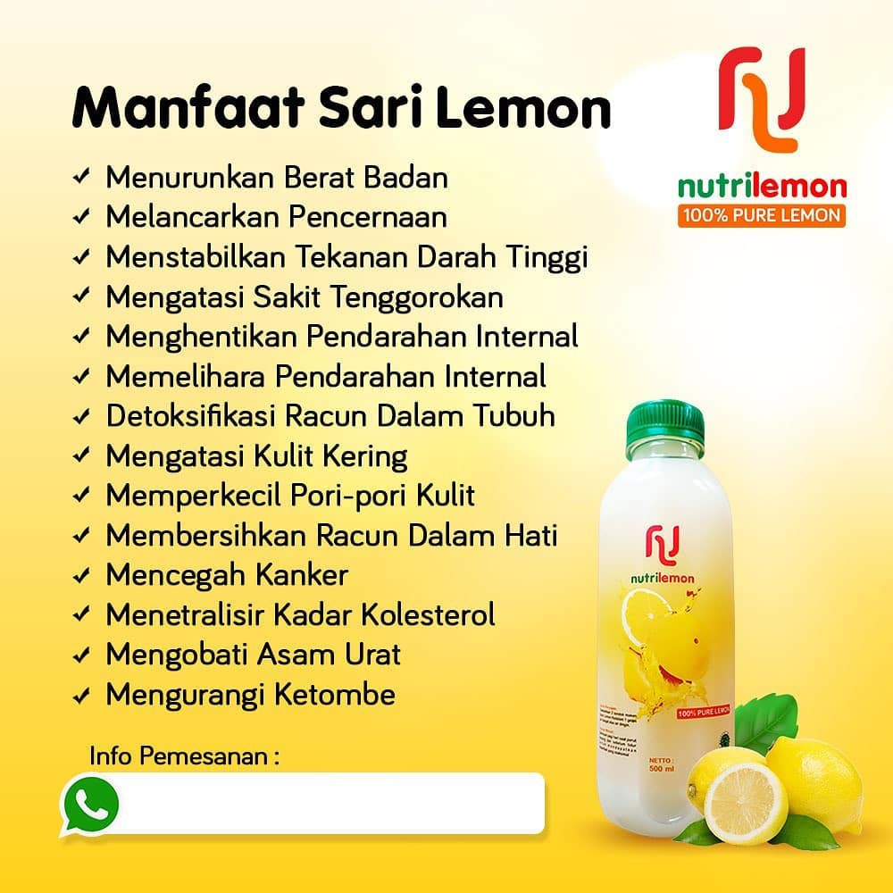 

Sari Lemon Asli 100% Tanpa Tambahan Air dan Pemanis Buatan