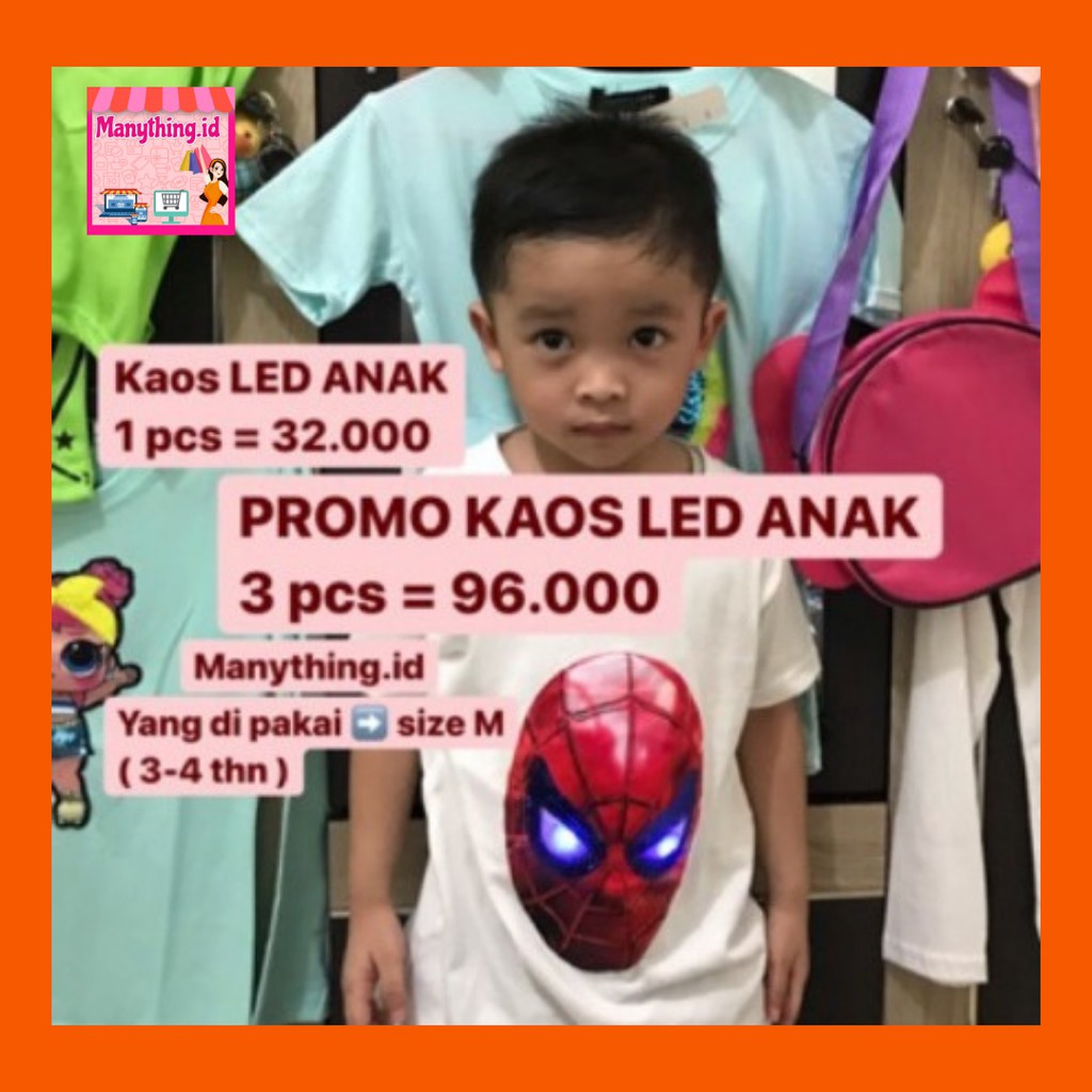 KAOS LED ANAK LIVE PROMO 12 PCS KAOS ANAK LED KLIK 12x