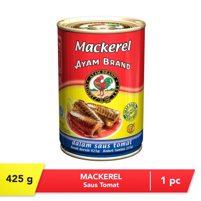 

f0fbfe00 Ikan Mackerel Saus Tomat Bulat 425G Ayam Brand Ds1Gk