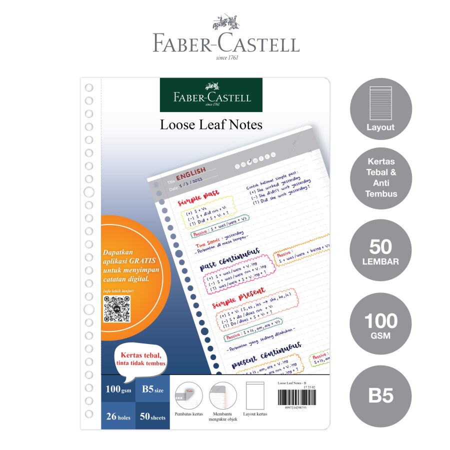 Loose Leaf Digital Faber Castell B5 Isi File 50lmbr Garis Biasa