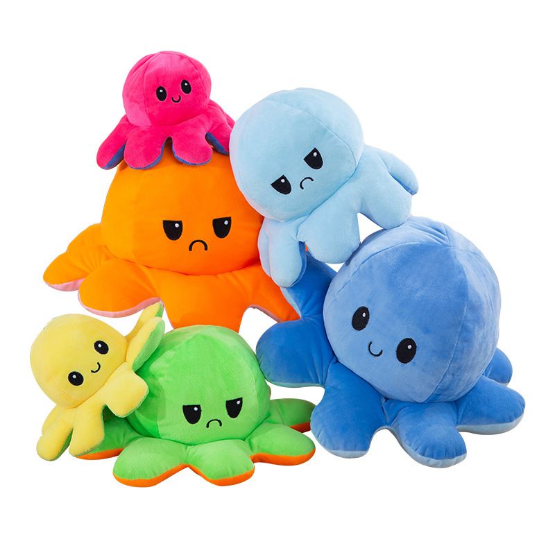 20/30/40cm Double-Sided Flip Reversible Octopus Plush Toy Marine Stuffed Doll