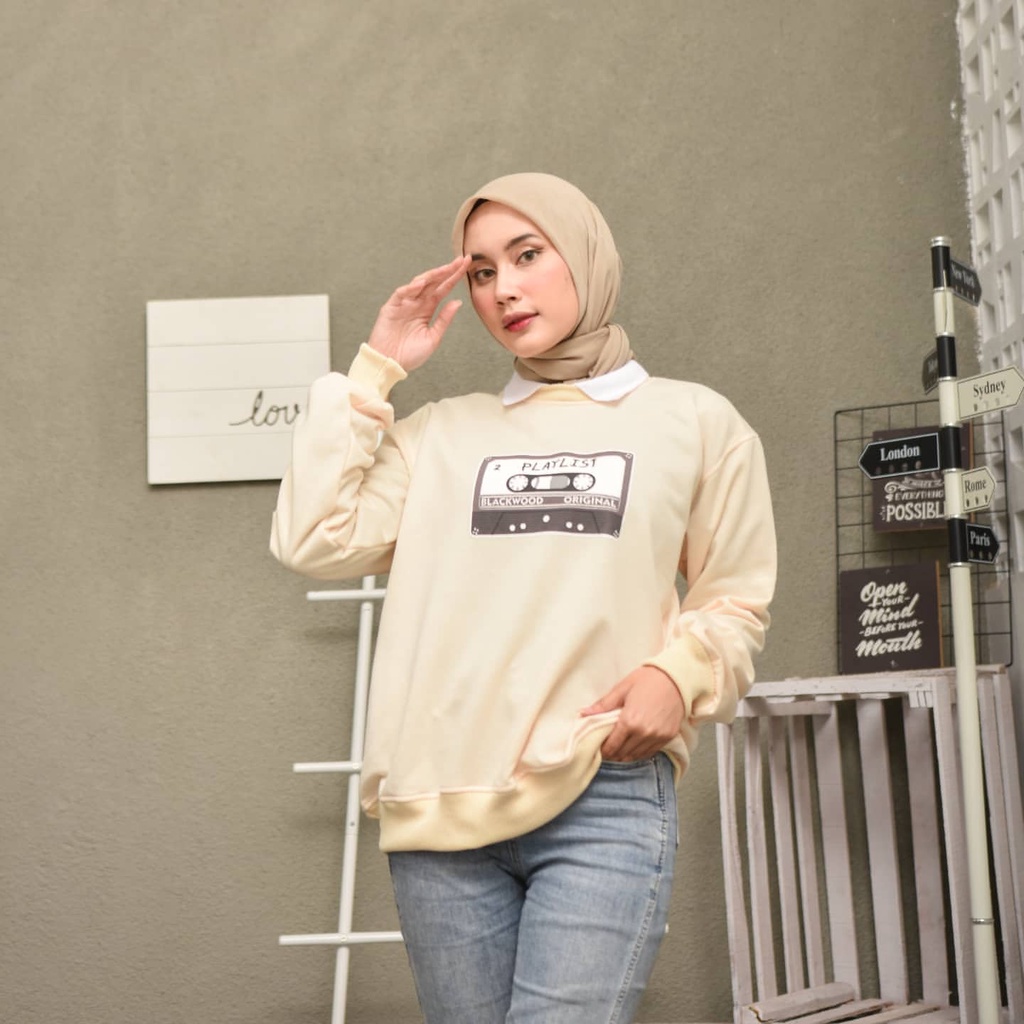 PLAYLIST SWEATER / Sweater Hoodie Unisex / Sweater Wanita Bahan Fleece / Sweater CN Casual / Sweater