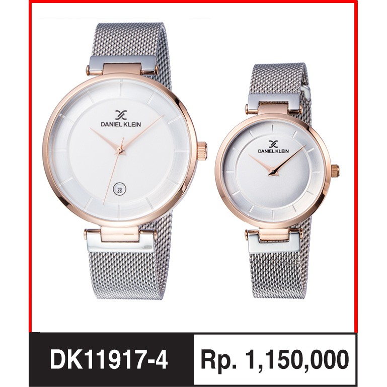 Daniel Klein DK11917-4 M/L  Rosegold Silver Jam Tangan Couple Original