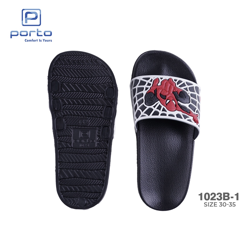 1023B-1 - Porto Leveling Sandal Selop Anak Laki Size 30 - 35 Kartun Spiderman Anti Slip Nyaman Terbaru