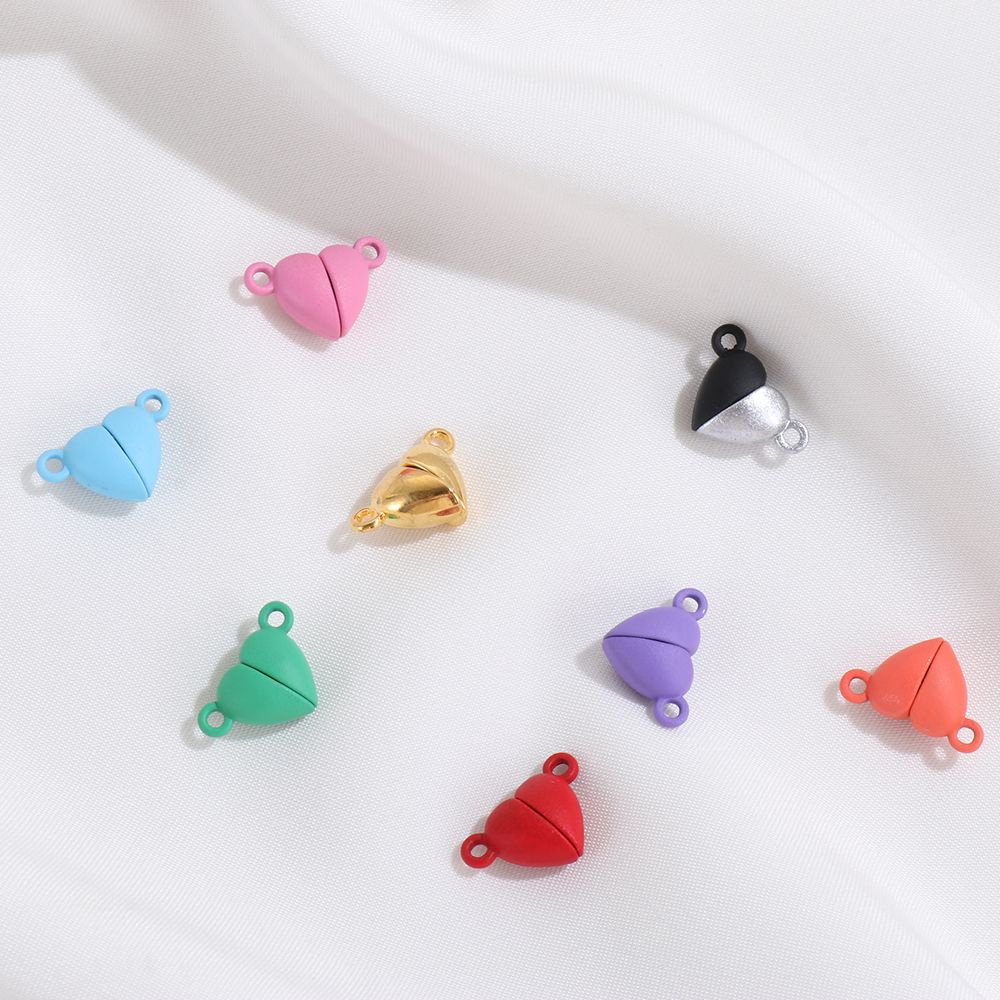 ROW 20pcs(10sets) Handmade Couple Bracelet Necklace Magnetic Buckle Connected Clasps Charms End Caps DIY Crafts Jewelry Findings Beads Love Heart/Multicolor