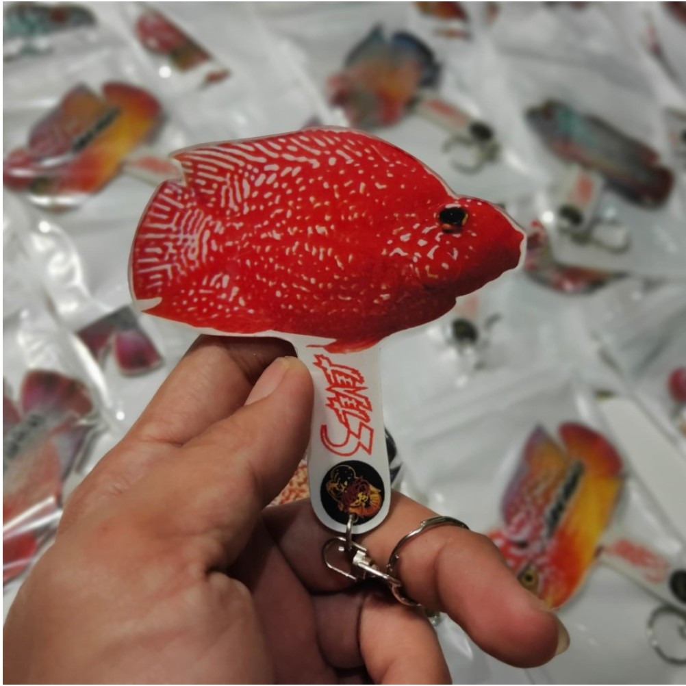 Wayang louhan untulan ikan parrot aclyric tebal gantungan kunci sedang