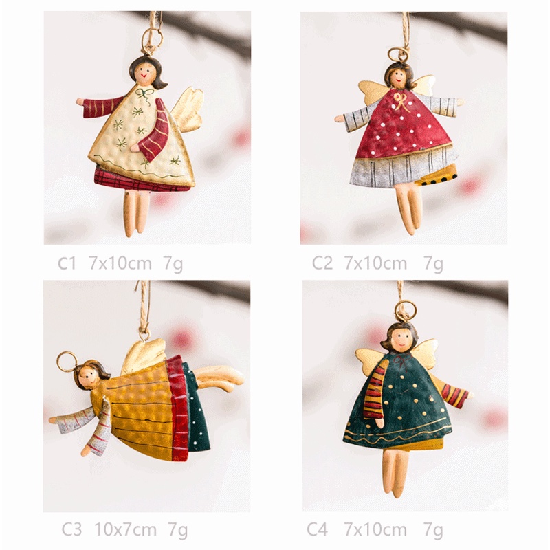 [ Christmas Vintage Wrought Iron Angel Pendant Decorations for Home Xmas Kids Gifts Festival Party ]