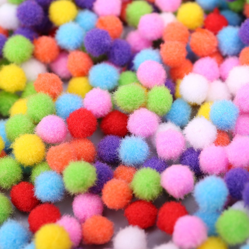 Gro 1000Pcs Pompom Kerajinan Berbulu Bulat Lembut Warna Campur Pom Pom 10mm DIY Craft